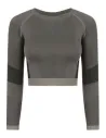 TOP LADIES SEAMLESS PANELLED LS CROP TOP TOMBO TL352
