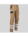 PANTALÓN UNISEX MULTIBOLSILLOS ELÁSTICO ARCE COMBINADO + 2 BANDAS REFLECTANTES GARYS 7502CB