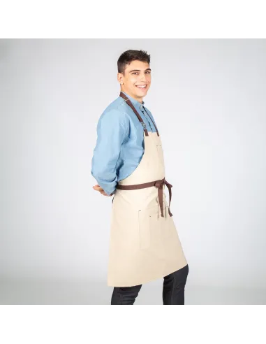 DELANTAL CON PETO BEIGE HEBILLA ENLAZADA 80X68 CM GARYS 100022